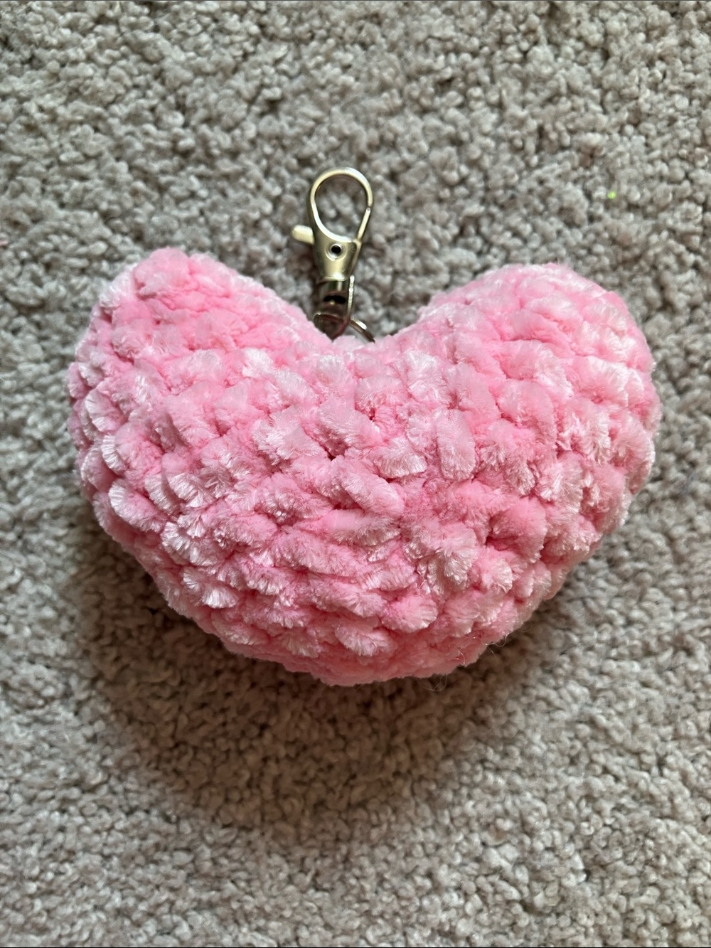 Crochet Heart Keychain Pink